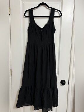 American Eagle Outfitters Black Maxi Sundress with Lace Trim